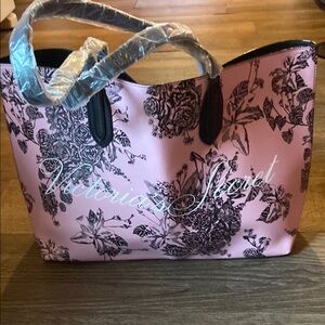 NWOT Victoria's Secret Pink and Black Totes with Elegant Floral Design